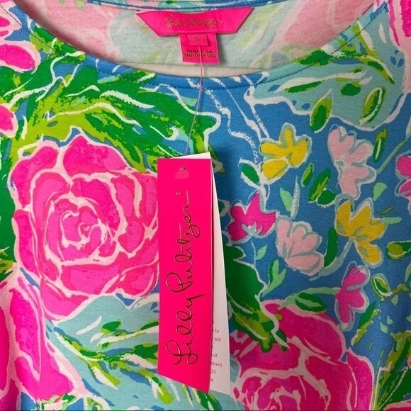 Lilly Pulitzer Dress Kassi Zanibar Blue Bunny Ruffled Faux-Wrap Dress Size S - Picture 10 of 10